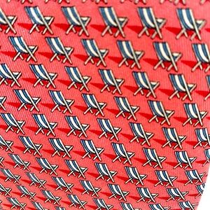 Vineyard Vines 100% Silk Pink Beach Chair Print Tie Hand made